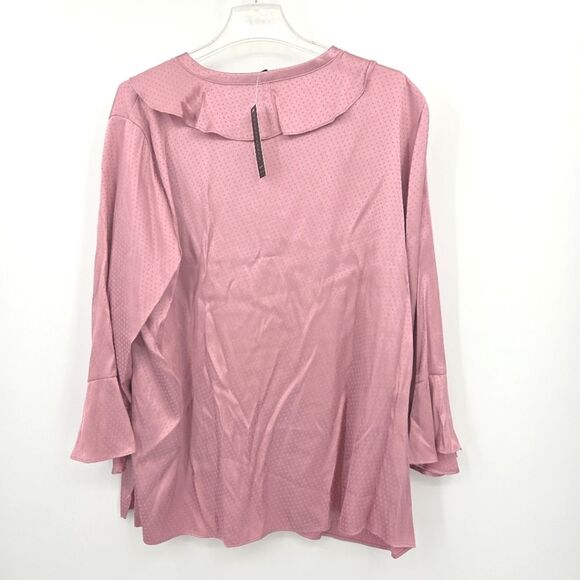 Investments Riley Top Blouse Womens Size 2X Pink Polka Dots Office Work Business - Picture 3 of 7